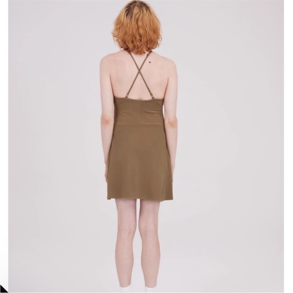 Girlfriend Collective Beachwood The Undress Halter Neck Tennis Dress Brown small - Picture 2 of 7